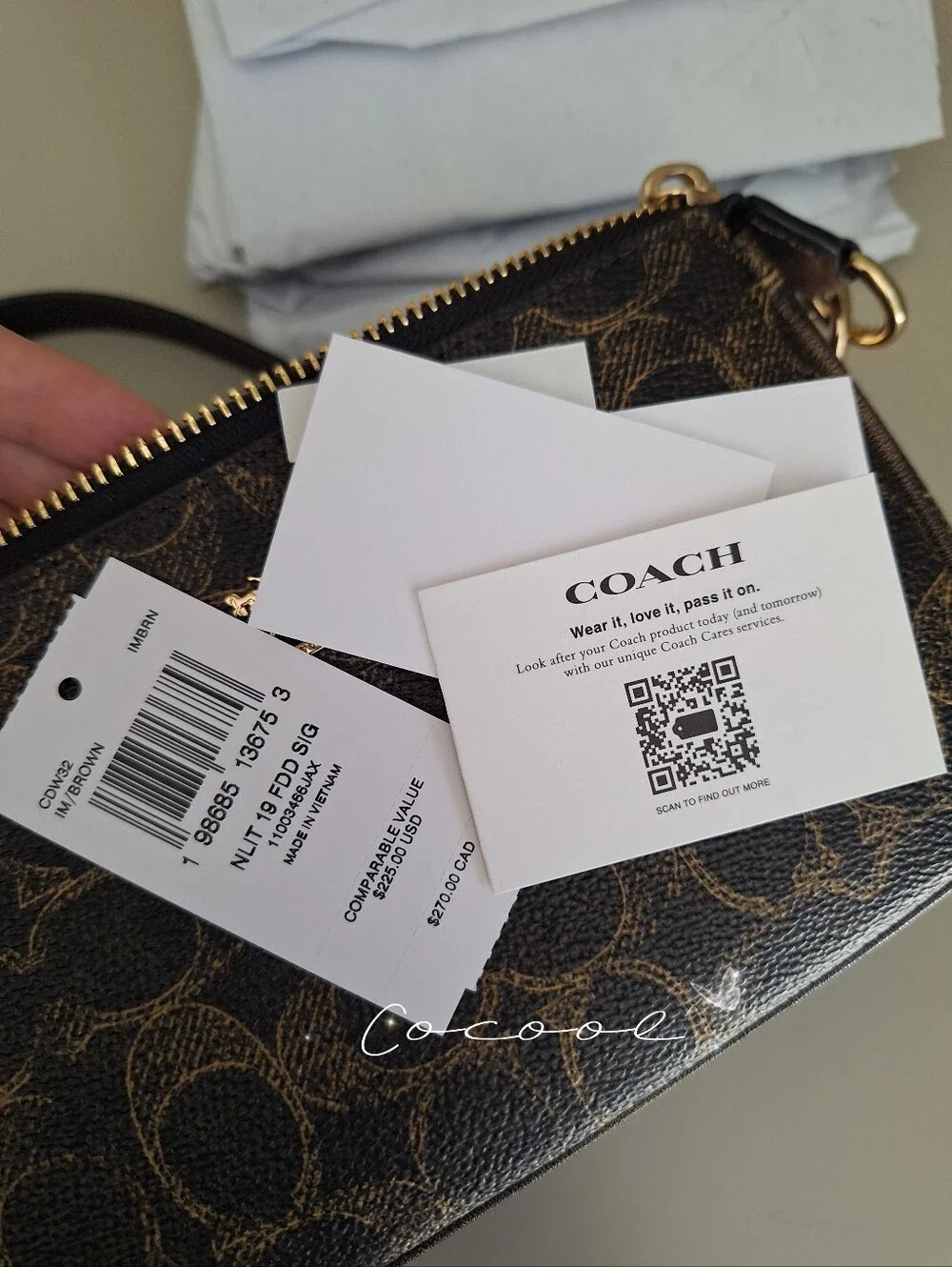 NWT Coach Nolita 19 In Loved Signature Canvas With Charms CDW32 Gold/Brown
